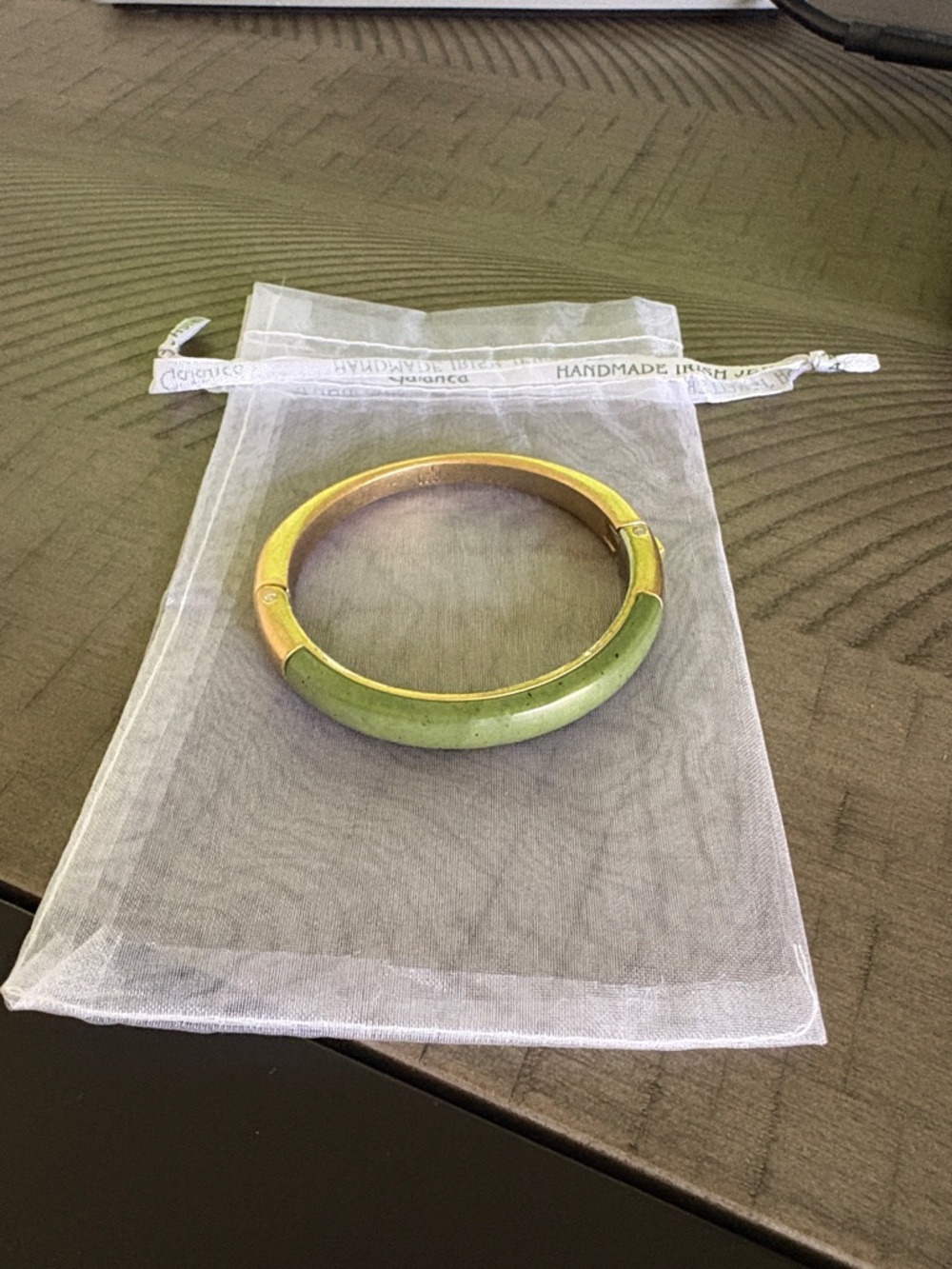 CAbi Gold-Tone Bracelet with Green Enamel Panels